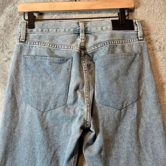 GOLDSIGN Low Slung Crop Jeans‎ Marled Blue Light Wash Button Fly Size 26 Cotton - Picture 6 of 10